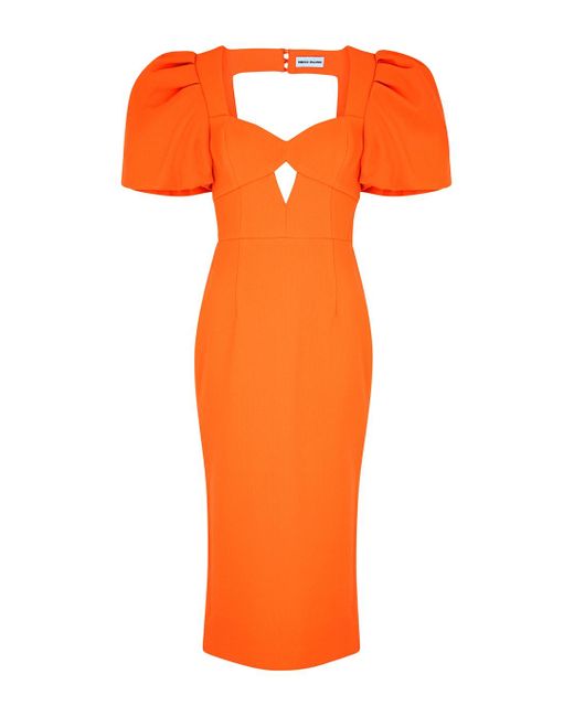 Rebecca Vallance Synthetic Loretta Orange Cut-out Midi Dress | Lyst