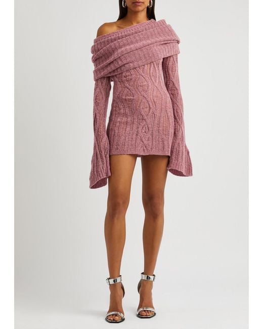 Jean Paul Gaultier Pink X Knwls Wool-blend Knitted Mini Dress