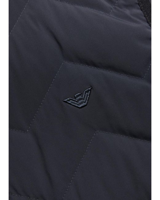 Emporio Armani Blue Water-Repellent Padded Stretch-Nylon Gilet for men