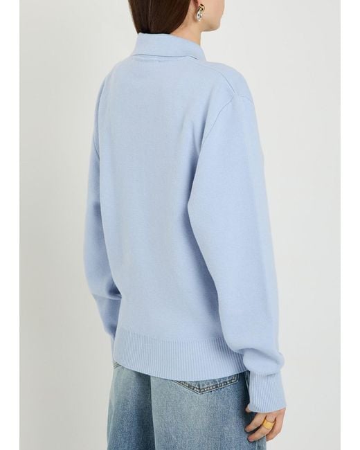 Rohe Blue Compact Wool And Cashmere-Blend Polo Top