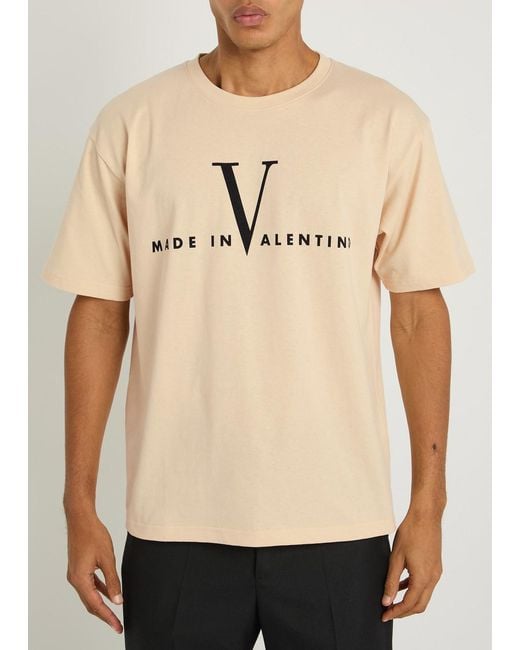 Valentino Garavani Natural Logo-Print Cotton T-Shirt for men