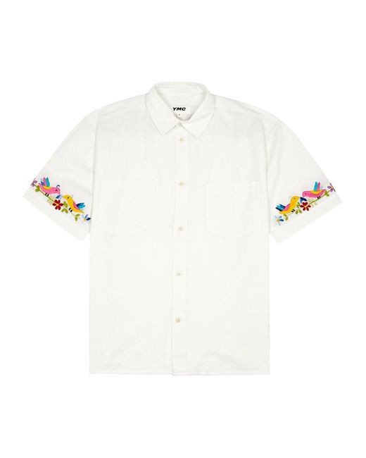 YMC White Mitchum Embroidered Cotton-Blend Shirt for men