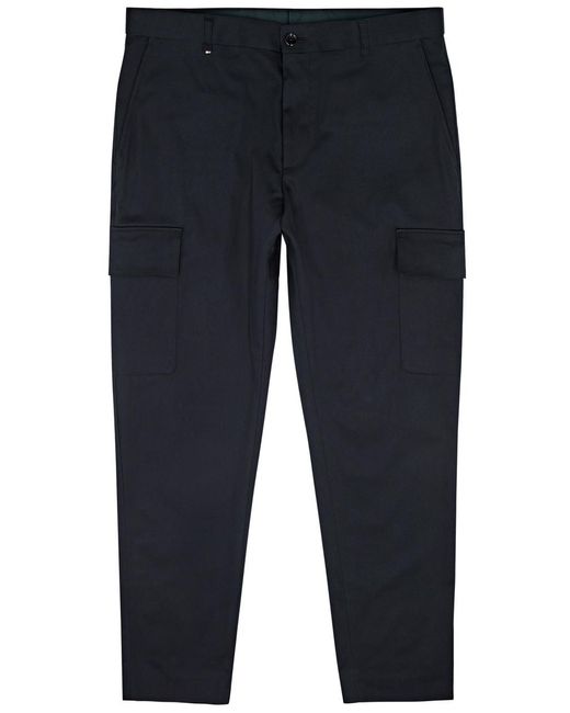 Boss Blue Pepe Stretch-Cotton Cargo Trousers for men