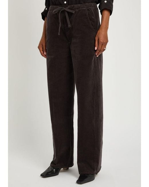 Citizens of Humanity Black Aurora Straight-Leg Corduroy Trousers