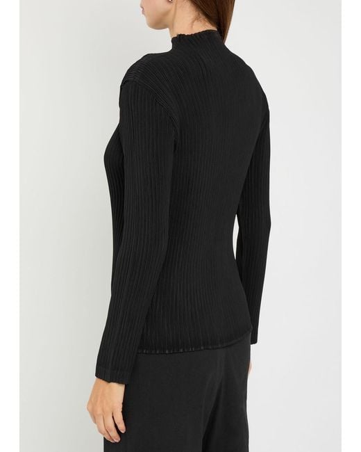 Issey Miyake Black Pleated Crepe Top