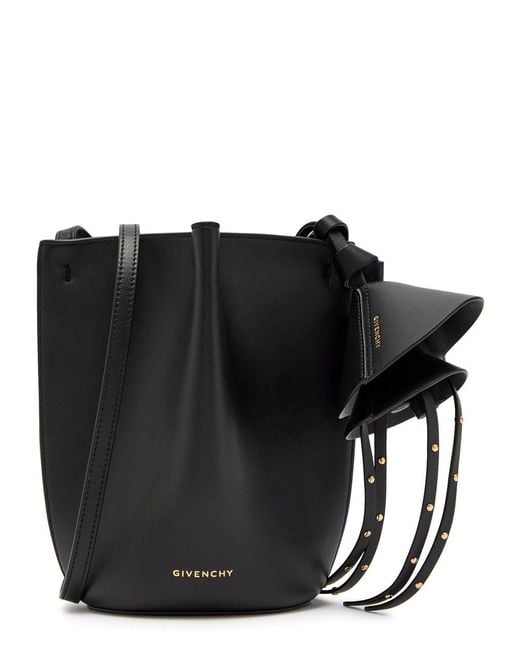 Givenchy Black Nano Floral Bag-Charm Leather Bucket Bag
