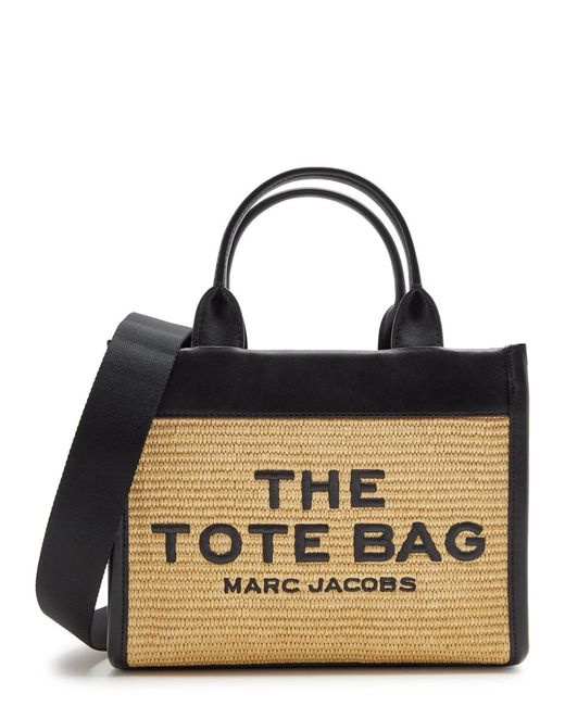 Marc Jacobs Black The Tote Mini Straw Tote
