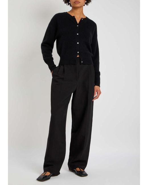 The Row Black Leather Mary Jane Flats