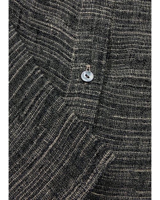 Eileen Fisher Gray Jacquard Linen-Blend Shirt