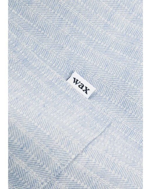 Wax London Blue Kurt Striped Cotton And Linen-Blend Shorts for men