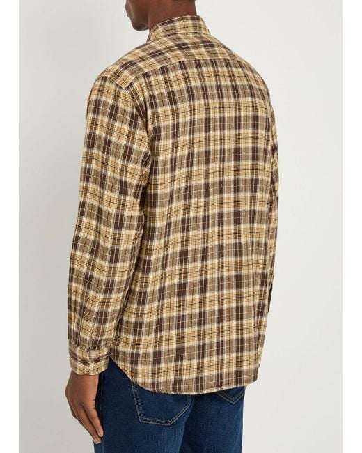 Nudie Jeans Natural Julian Checked Cotton And Linen-Blend Shirt for men