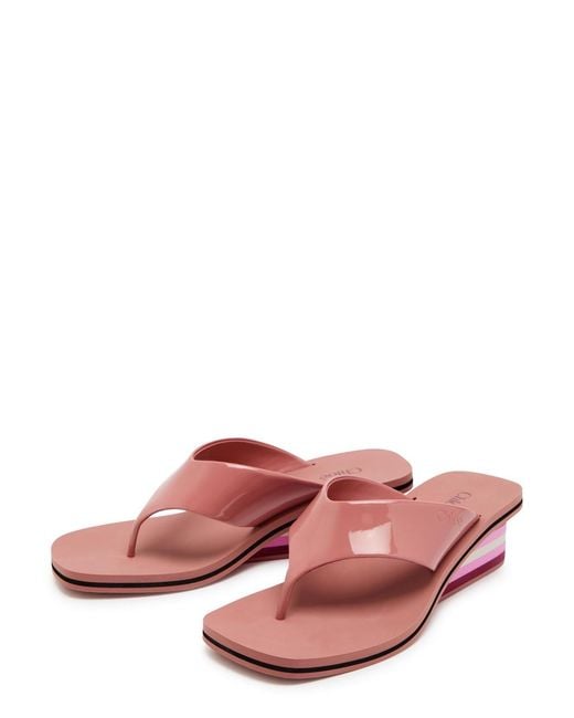 Chloé Pink Swimming Cool 45 Patent Leather Wedge Sandals