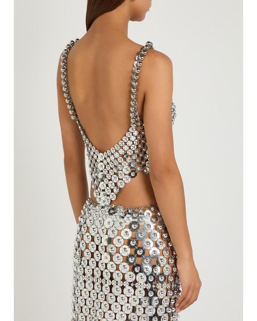Rabanne Gray Disc Link Metal Cropped Top