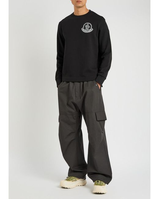 Moncler Black New Badge Logo-Print Cotton Sweatshirt for men