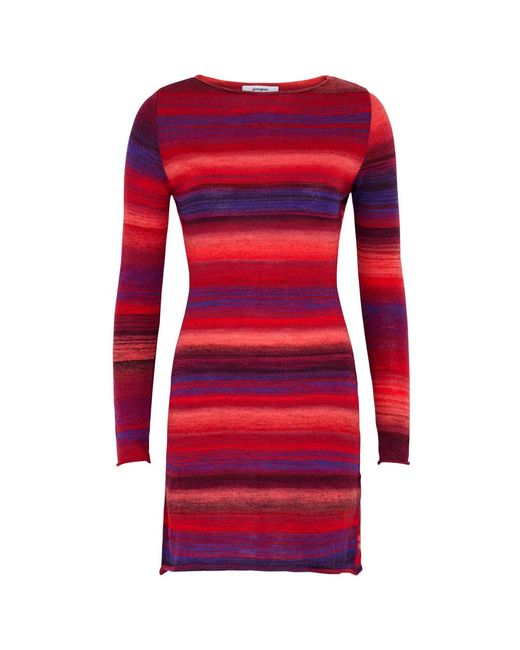 GIMAGUAS Red Cezza Striped Knitted Mini Dress