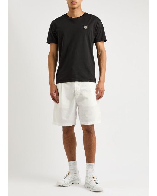 Stone Island White Marina Cotton Shorts for men