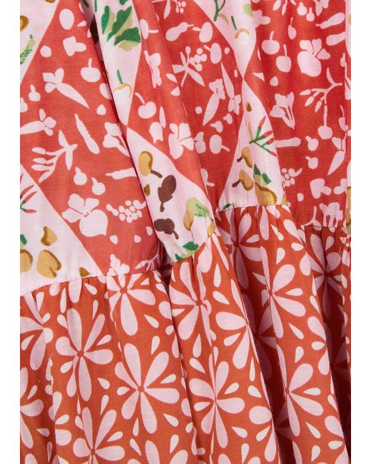 Diane von Furstenberg Red Boris Patchwork Cotton-Blend Midi Dress