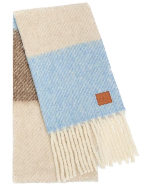 Loewe Blue Striped Alpaca-Blend Scarf for men