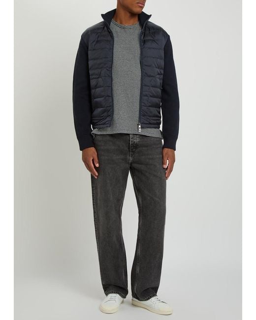 Moncler Blue Quilted Knit And Nylon Jacket for men