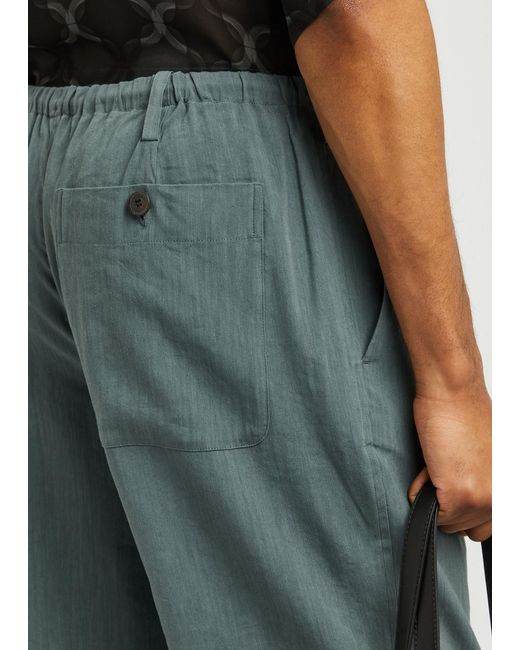Dries Van Noten Blue Penny Linen-blend Trousers for men
