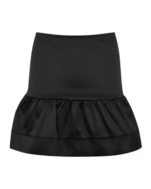 Ganni Black Peplum Satin Mini Skirt