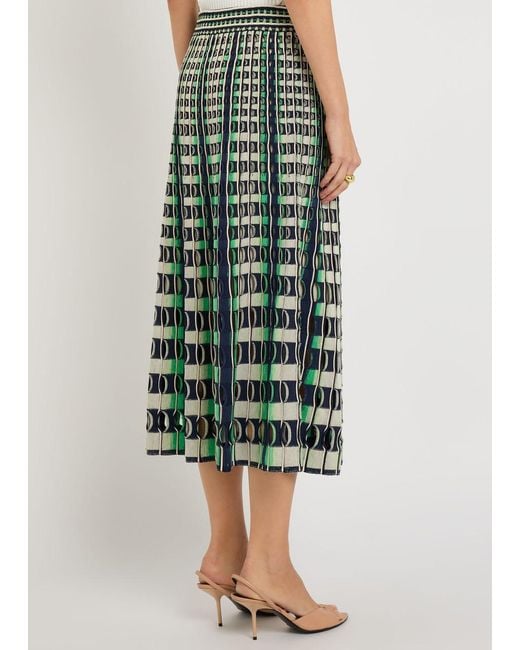 Jonathan Simkhai Green Drue Textured Gingham Knit Midi Skirt
