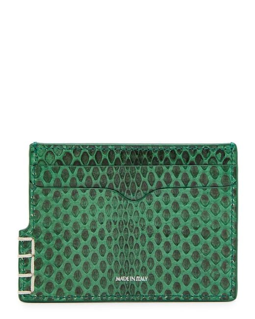 J.W. Anderson Green Loafer Snake-Effect Leather Card Holder