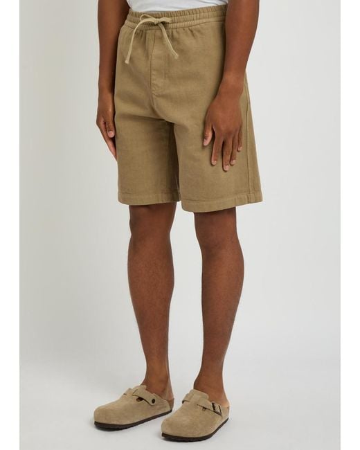 A.P.C. Natural Logo-Embroidered Cotton-Twill Shorts for men
