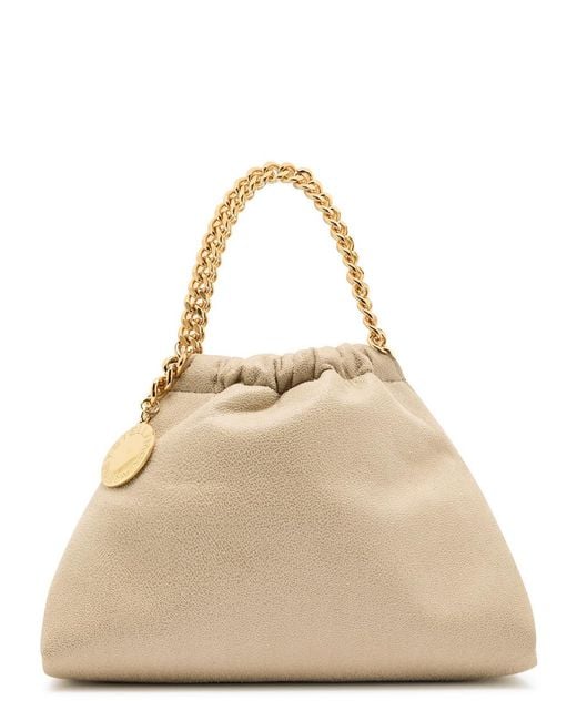 Stella McCartney Natural Falabella Mini Drawstring Faux Suede Top Handle Bag