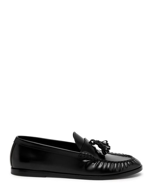 The Row Black Mens Leather Loafers for men