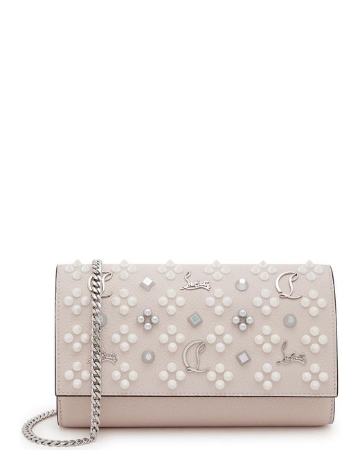 Christian Louboutin Gray Paloma Embellished Leather Wallet-on-chain
