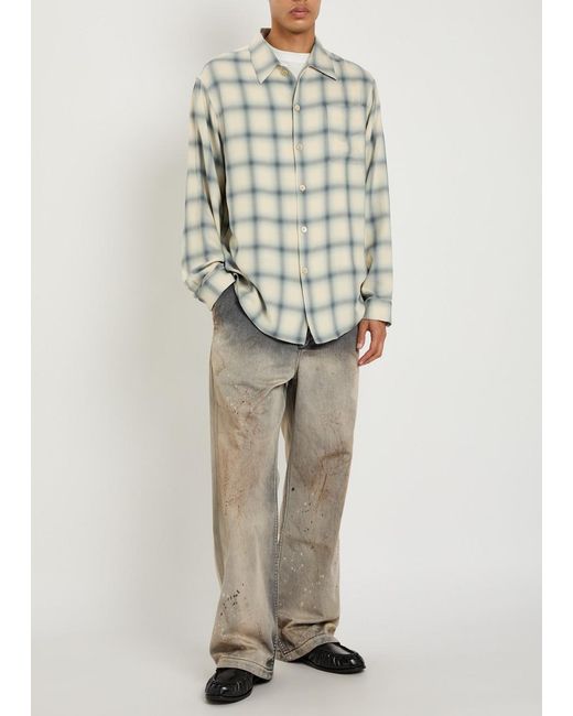 Our Legacy White Every Checked Woven Shirt for men