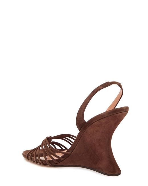 Aquazzura Brown Serenity 95 Suede Wedge Sandals
