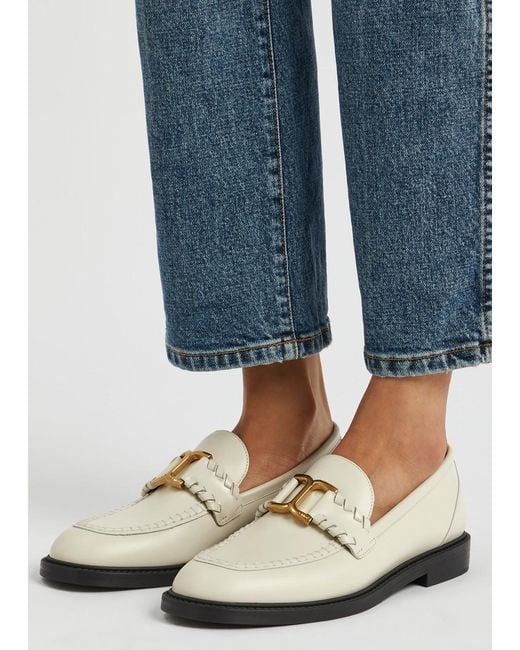 Chloé Chloe Marcie Leather Loafers in White | Lyst