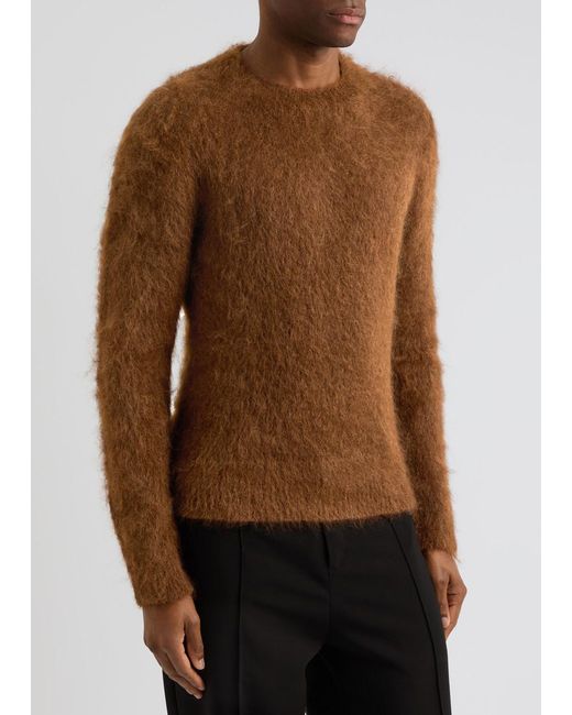 AMI Brown Brushed-Knit Jumper for men