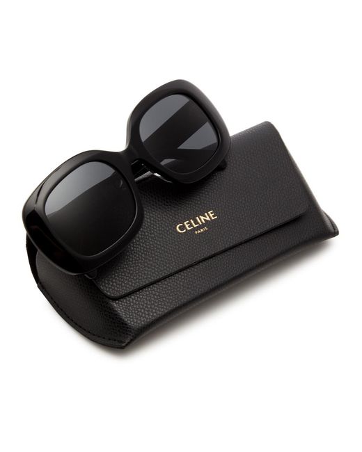 Céline Black Oversized Oval-frame Sunglasses , Designer Plaque At Temples, 100% Uv Protection