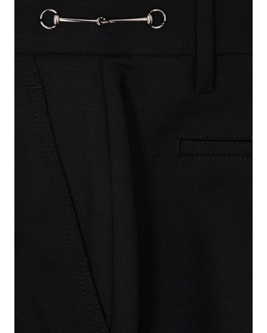 Gucci Black Slim-leg Mohair-blend Trousers