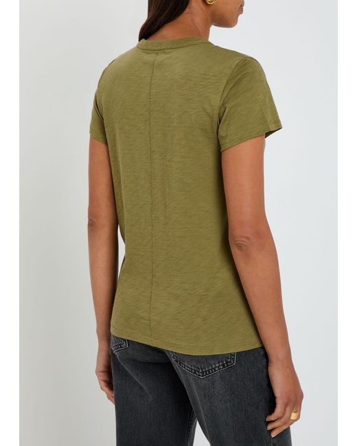 Rag & Bone Green Slubbed Cotton T-Shirt