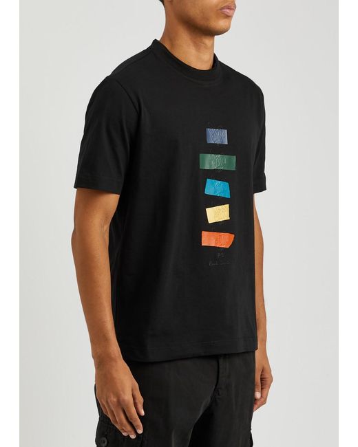 PS by Paul Smith Black Printed Cotton T-shirt for men