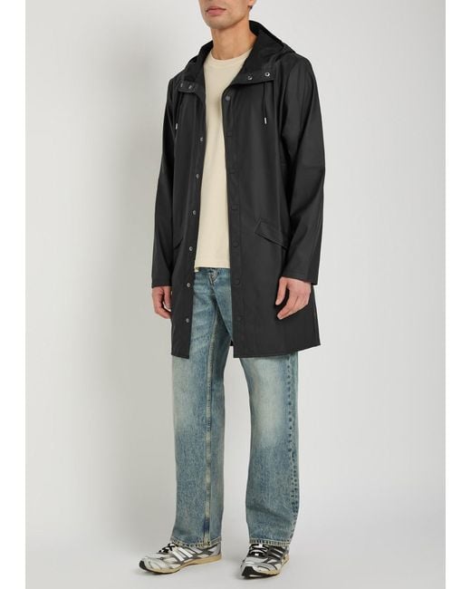 Rains Black Long Waterproof Raincoat for men