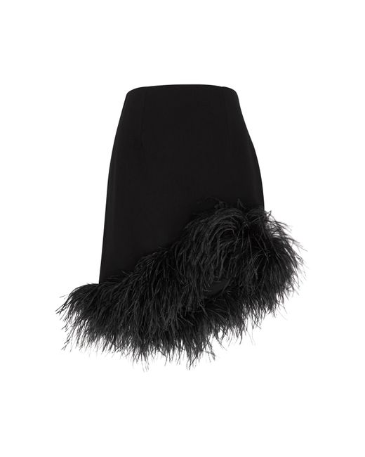 16Arlington Black Vivien Feather-Trimmed Mini Skirt