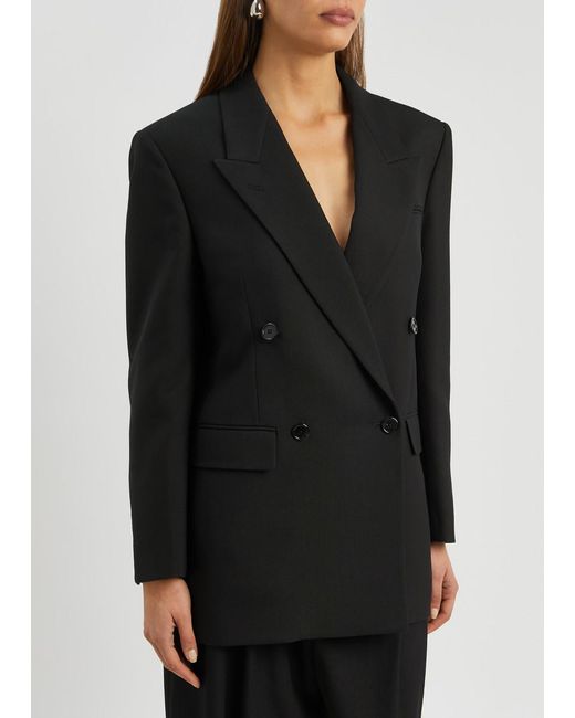 The Row Myriam Double-breasted Wool-blend Blazer in Black | Lyst