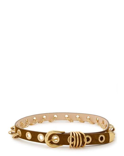 DEHANCHE Metallic Revenge Ring-Embellished Suede Belt