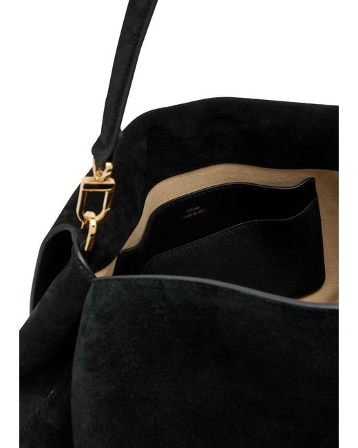 Totême Black T-Lock Suede Top Handle Bag
