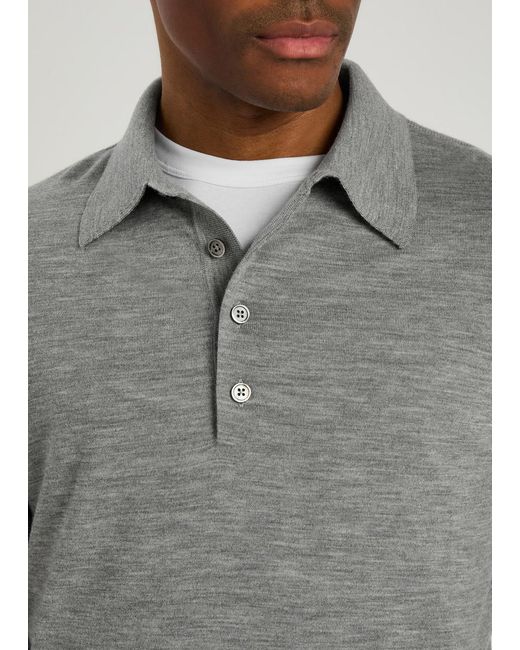 Tom Ford Gray Fine-Knit Wool Polo Jumper for men