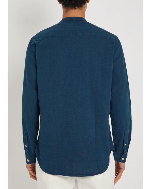 Oliver Spencer Blue Grandad Cotton Shirt for men