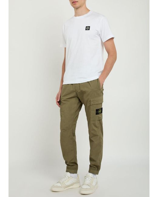 Stone Island Green Stretch-Cotton Cargo Trousers for men