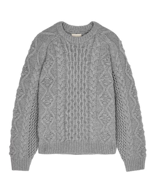 Loulou Studio Secas Cable-knit Wool-blend Jumper in Gray | Lyst