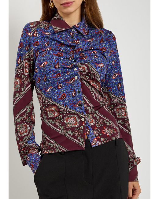 Rabanne Blue Printed Stretch-Jersey Shirt