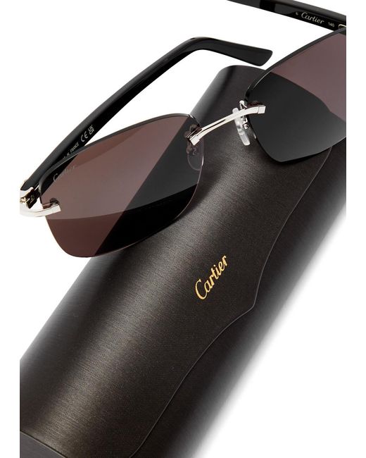 Cartier Brown C Décor Rimless Square-frame Sunglasses